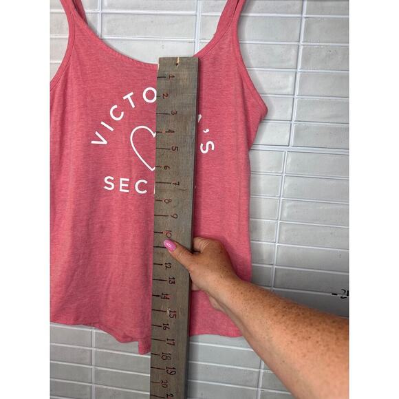 Victoria's Secret XS Pink Strappy Tank Top Soft Stretch White Logo Heart - Picture 3 of 5